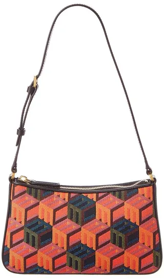 Mcm Cubic Monogram Jacquard & Leather Crossbody
