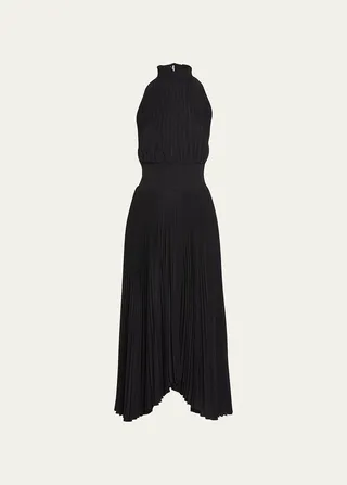 Renzo Pleated Halter Dress