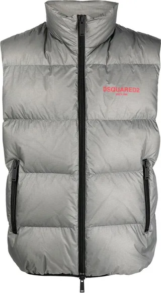Logo-Print Zip-Up Gilet