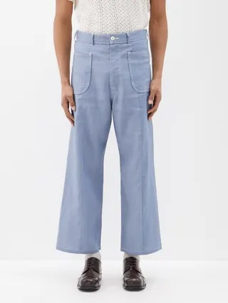 Roots Linen Wide-leg Trousers