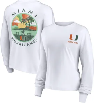 NCAA Miami Hurricanes Women's White Staycation Long Sleeve T-Shirt - M
