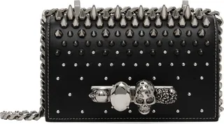 Alexander McQueen Black Mini Jewelled Satchel