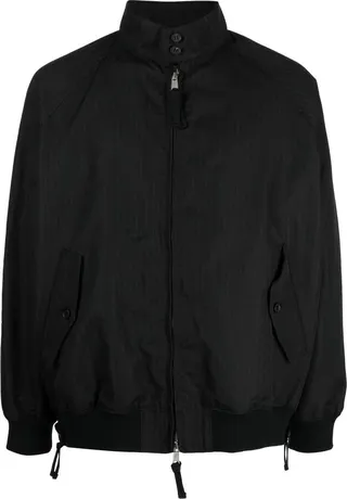Zip-Up Pinstripe Bomber Jacket