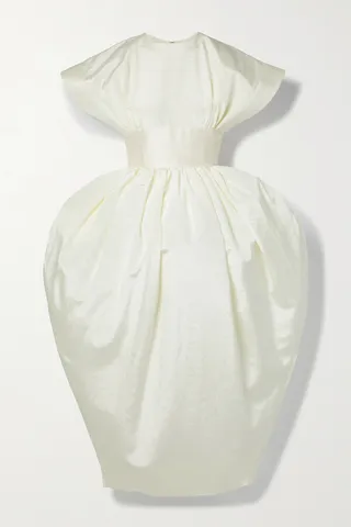 Christopher John Rogers - Gathered Moire And Taffeta Midi Dress - Ivory