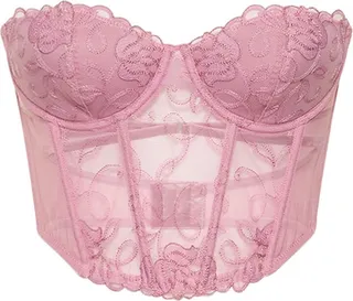 Bella embroidered open back bustier