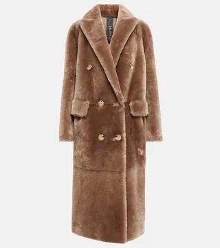 Reversible shearling and leather coat