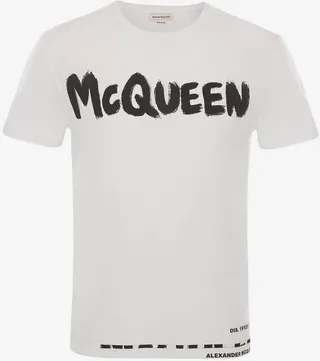 Men's Mcqueen Graffiti T-Shirt In White