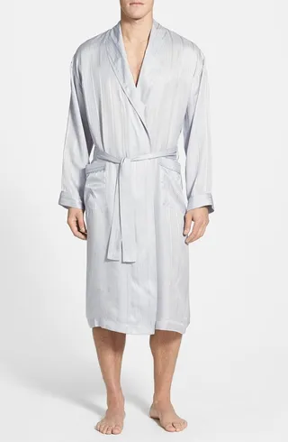 Herringbone Stripe Silk Robe