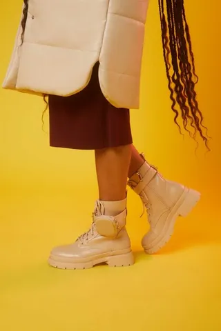 Coin Purse Lace-Up Combat Boots