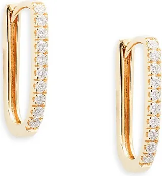14K Yellow Gold & 0.12 TCW Diamond Link Huggie Earrings