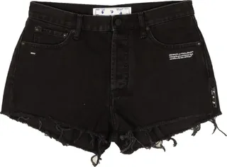 Black Denim Frayed Edge Shorts