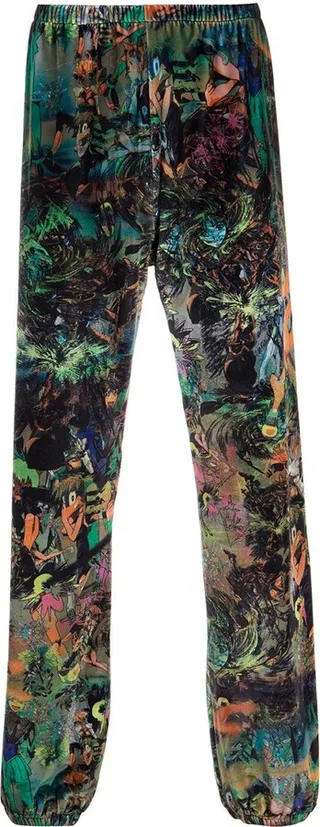 Graphic-Print Velvet Trousers