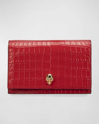 Mini Mock-Croc Crossbody Bag with Small Skull