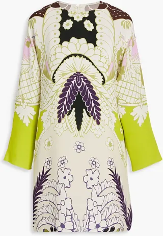 Printed crepe mini dress