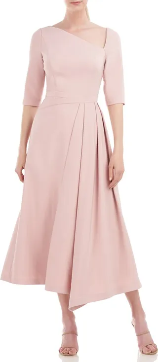 Vanessa Pleated Tea Length Midi Dress