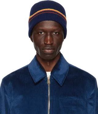 Paul Smith Navy Artist Stripe Beanie