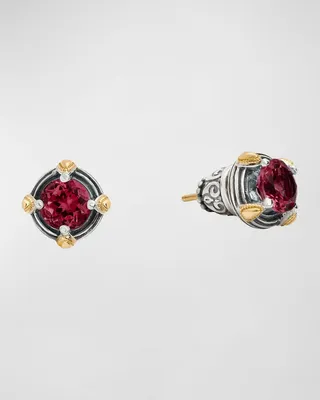 Delos Two-Tone Rhodolite Stud Earrings