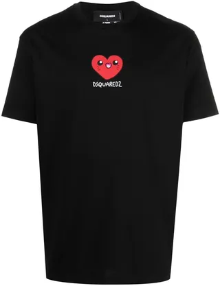 heart-motif logo cotton T-shirt