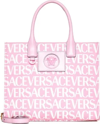 Versace Allover Logo Printed Tote Bag