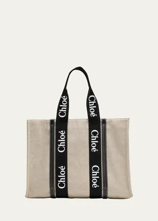 Woody Large Linen Tote Bag