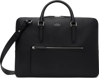 Smythson Black Slim Briefcase