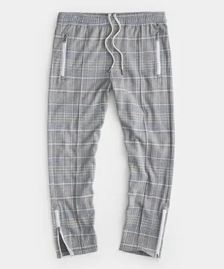 Knit Glen Plaid Track Pant in Classic Navy
