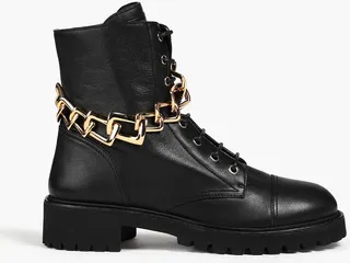 Combat 25 chain-trimmed leather combat boots