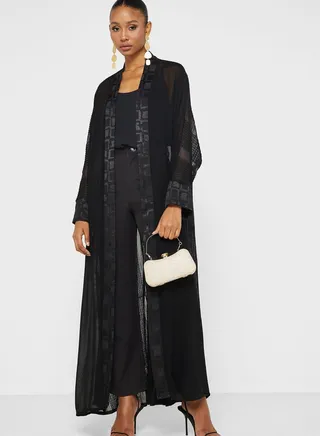 Embroidered Button Detail Abaya