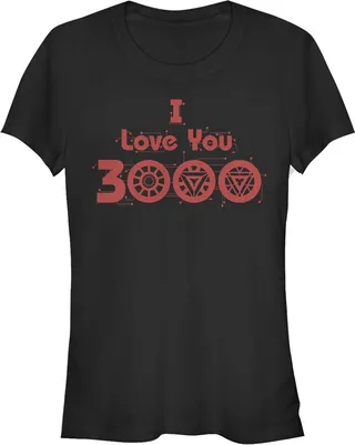 Junior's Marvel Love You 3000 Iron Man Icons T-Shirt - Black - Large