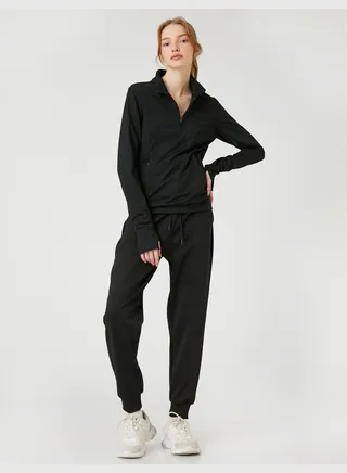 Sport Sweatshirt Half Zipper High Neck
