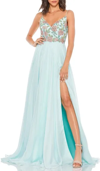 Sleeveless A Line Gown