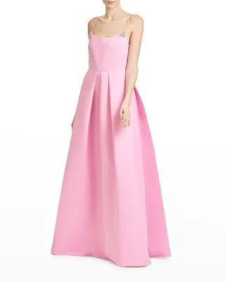 Gwen Pleated Crystal-Embellished Gown