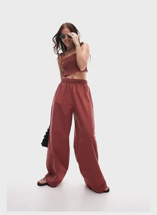 Embroidered Beachwear Cami Top & Trouser Set