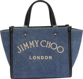Jimmy Choo Varenne Logo Embroidered Denim Tote Bag
