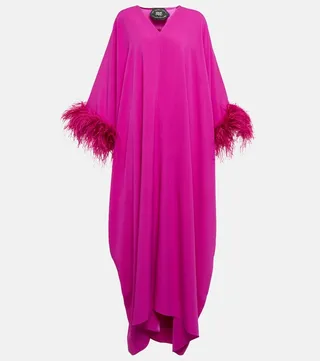 Gala feather-trimmed kaftan