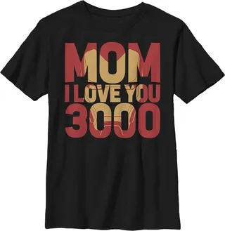 Boy's Marvel Iron Man Mom I Love You 3000 T-Shirt - Black - Large