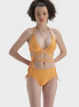 Halter Neck Tie Detail Bikini Top