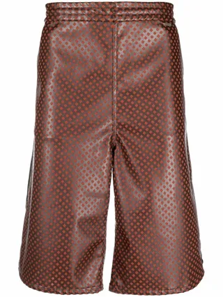 Perforated-Detail Faux-Leather Shorts