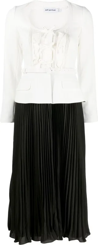 Pleated-Skirt Midi Dress