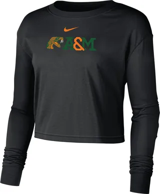 Nike Women's College (Florida A&M) Cropped Long-Sleeve T-Shirt in Black