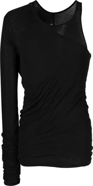 one-sleeve ruched T-shirt