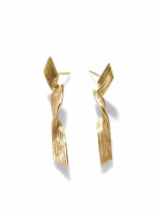 18kt Yellow Gold Bamboo Drop Earrings