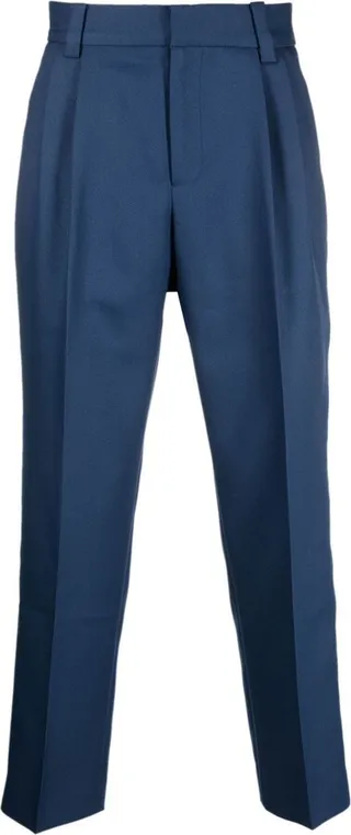 Embroidered-Logo Cropped Trousers