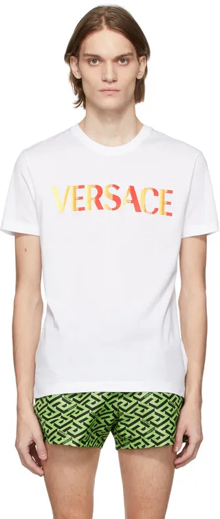 Versace White Gradient Logo T-Shirt