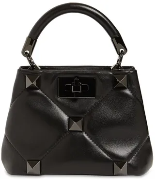 Mini Roman Stud Leather Bucket Bag