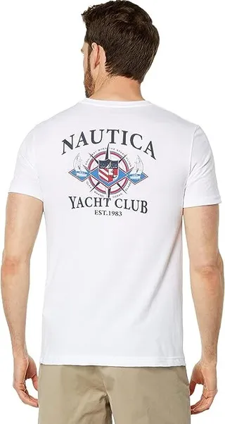 Nautica Sustainably Crafted Yacht Club Graphic T-Shirt (Bright White) Men's Clothing