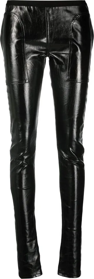 Mid-Rise Faux-Leather Trousers