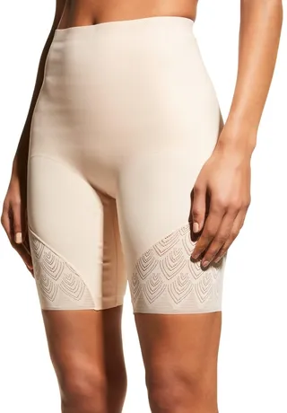 Microfiber & Lace High-Waist Thigh Shaper