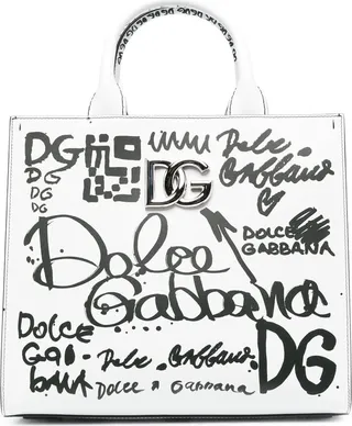 Scribble Logo Print Tote Bag