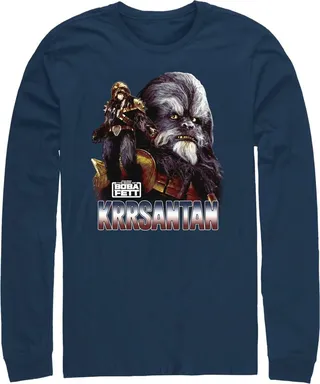 Men's Star Wars: The Book of Boba Fett Krrsantan the Wookiee The Twins Protector Long Sleeve Shirt - Navy Blue - X Large